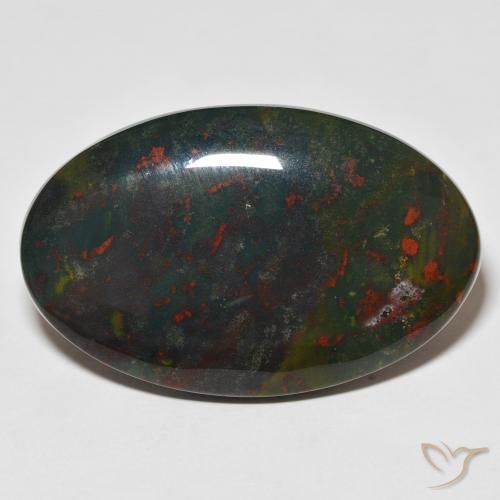 34.27ct 天然 绿色和红色 鸡血石, 椭圆形, 不透明