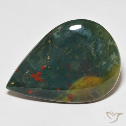 25.40ct 天然 绿色和红色 鸡血石, 梨形, 不透明