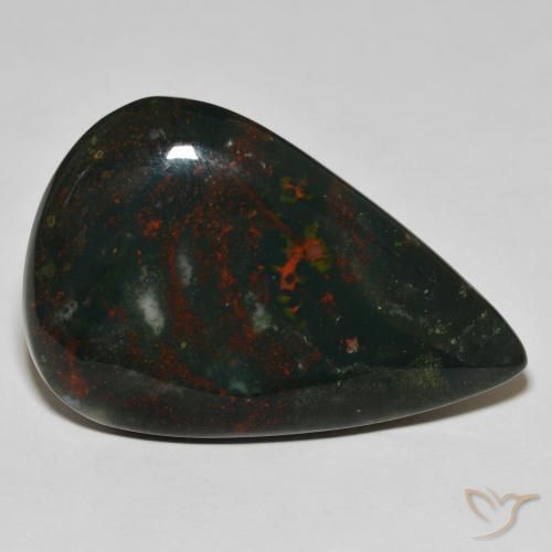 46.99ct 天然 森林绿 鸡血石, 梨形, 不透明