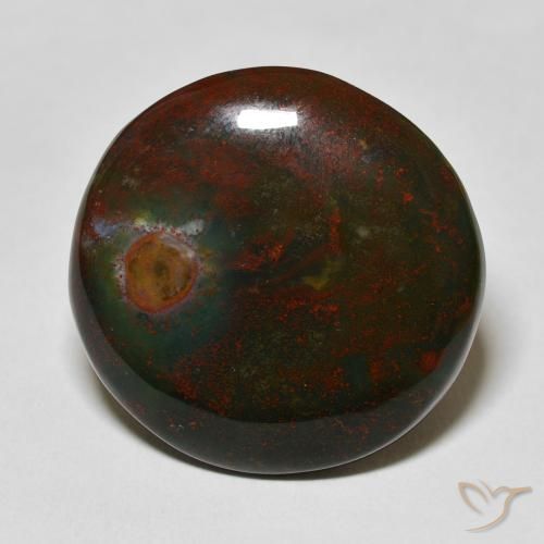 29.21ct 天然 绿色和红色 鸡血石, 圆形的, 不透明