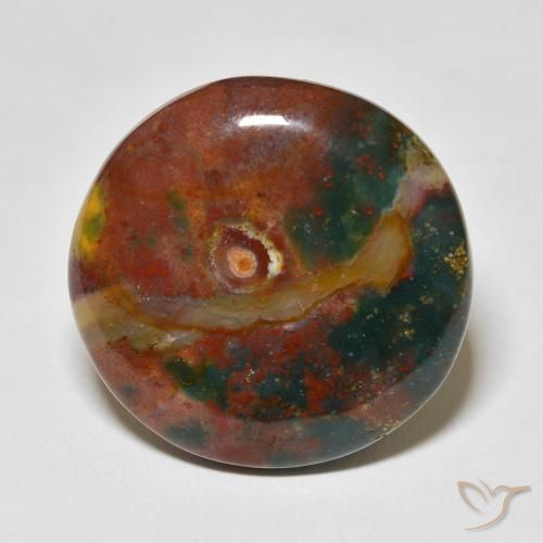 27.51ct 天然 彩色 鸡血石, 圆形的, 不透明