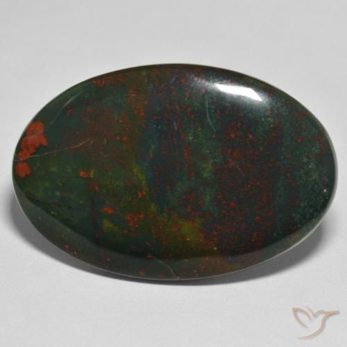 32.64ct 天然 绿色和红色 鸡血石, 椭圆形, 不透明