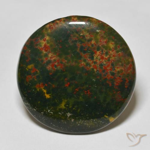 25.91ct 天然 绿色和红色 鸡血石, 圆形的, 不透明