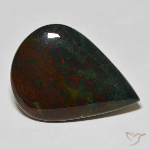 23.05ct 天然 绿色和红色 鸡血石, 梨形, 不透明