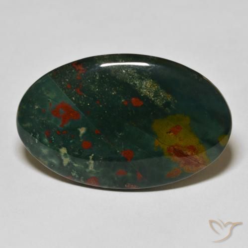 38.07ct 天然 暗绿色 鸡血石, 椭圆形, 不透明