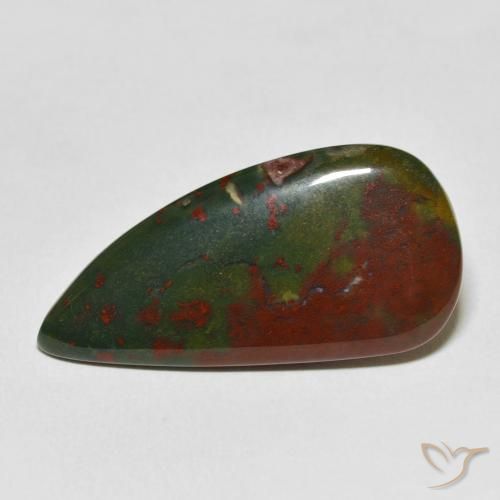 17.16ct 天然 绿色和红色 鸡血石, 梨形, 不透明