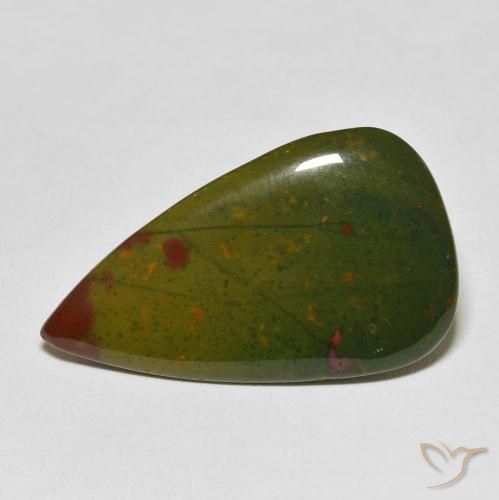 20.29ct 天然 绿色和红色 鸡血石, 梨形, 不透明