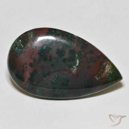 31.64ct 天然 绿色和红色 鸡血石, 梨形, 不透明
