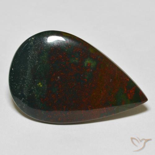 27.57ct 天然 绿色和红色 鸡血石, 梨形, 不透明