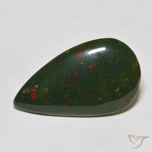 15.48ct 天然 绿色和红色 鸡血石, 梨形, 不透明