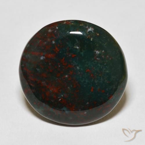 22.52ct 天然 绿色和红色 鸡血石, 圆形的, 不透明