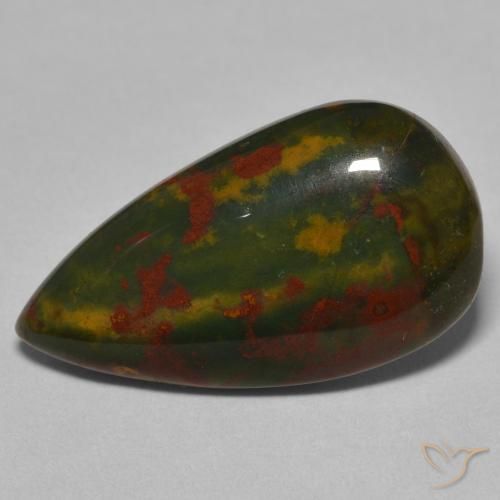 15.94ct 天然 绿色和红色 鸡血石, 梨形, 不透明
