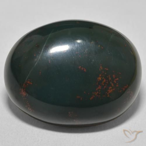 24.03ct 天然 绿色和红色 鸡血石, 椭圆形, 不透明