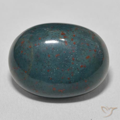 14.14ct 天然 中深绿色 鸡血石, 椭圆形, 不透明