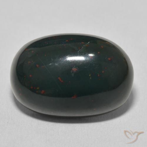 17.05ct 天然 中深绿色 鸡血石, 椭圆形, 不透明