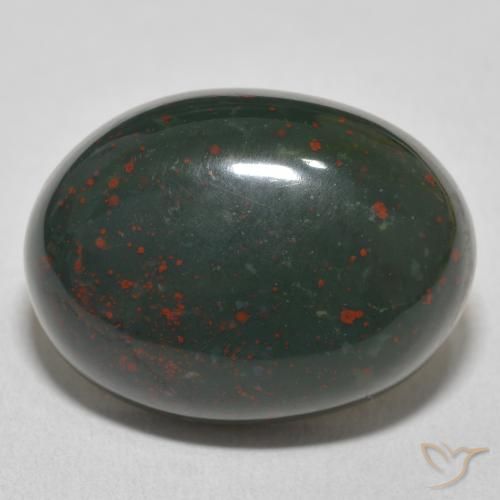 21.79ct 天然 绿色和红色 鸡血石, 椭圆形, 不透明
