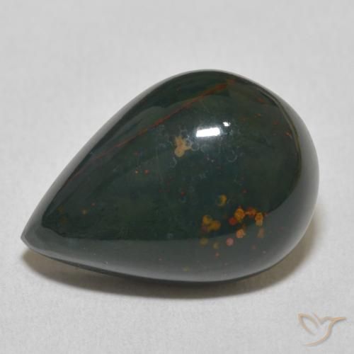 10.92ct 天然 深绿色 鸡血石, 梨形, 不透明
