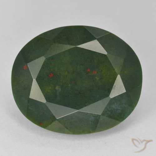 17.04ct 天然 绿色和红色 鸡血石, 椭圆形, 不透明