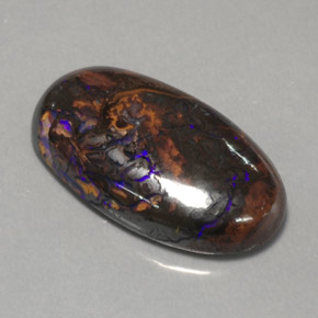 12.97克拉天然多色砾石欧泊，椭圆形切割，21.7×12.6毫米，不透明