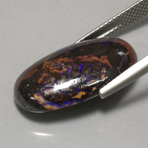 12.97克拉天然多色砾石欧泊，椭圆形切割，21.7×12.6毫米，不透明