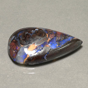 9.16克拉天然多色砾石欧泊，梨形，21.9×12.2毫米，不透明