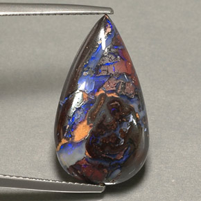 9.16克拉天然多色砾石欧泊，梨形，21.9×12.2毫米，不透明