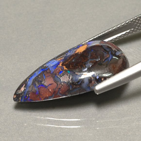 9.16克拉天然多色砾石欧泊，梨形，21.9×12.2毫米，不透明