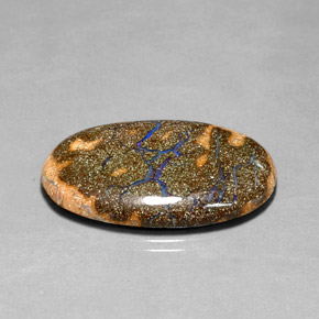 30.86克拉天然多色砾石欧泊，椭圆形切割，34.9×22.1毫米，不透明