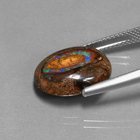 7.70克拉天然多色砾石欧泊，椭圆形切割，15×12.2毫米，不透明