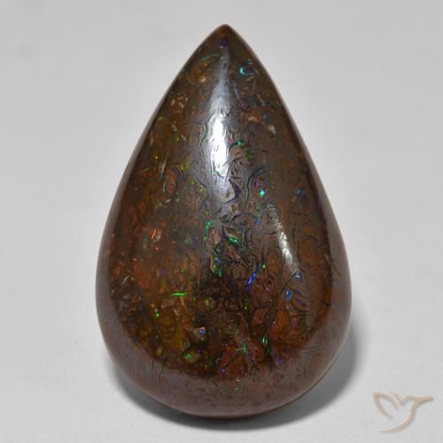 20.74克拉天然多色砾石欧泊，梨形，23.1×15毫米，不透明