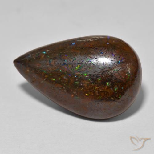 20.74克拉天然多色砾石欧泊，梨形，23.1×15毫米，不透明