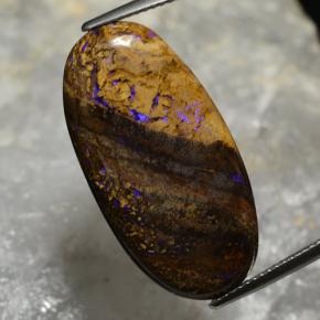 17.33克拉天然多色砾石欧泊，椭圆形切割，28.8×14.7毫米，不透明