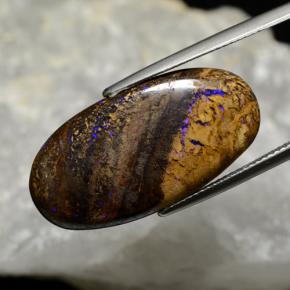 17.33克拉天然多色砾石欧泊，椭圆形切割，28.8×14.7毫米，不透明