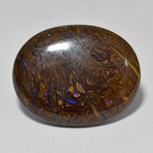 22.16克拉天然多色砾石欧泊，椭圆形切割，22.7×18.1毫米，不透明