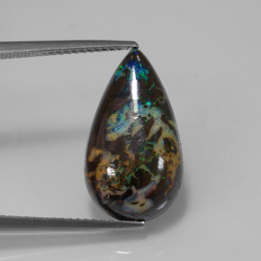 7.90克拉天然多色砾石欧泊，梨形，19.4×10.9毫米，不透明