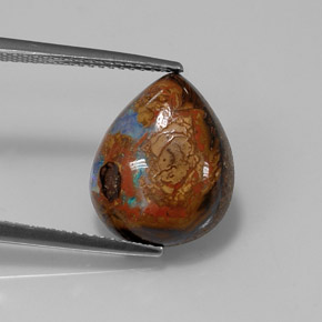 6.43克拉天然多色砾石欧泊，梨形，15×12.1毫米，不透明