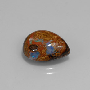6.43克拉天然多色砾石欧泊，梨形，15×12.1毫米，不透明