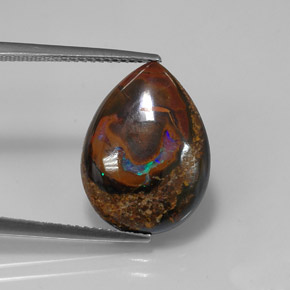 10.14克拉天然多色砾石欧泊，梨形，17.4×12.9毫米，不透明