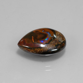 10.14克拉天然多色砾石欧泊，梨形，17.4×12.9毫米，不透明