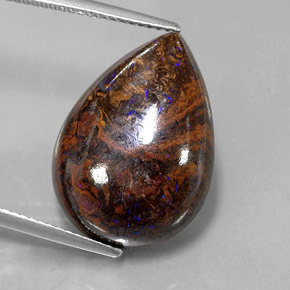16.89克拉天然多色砾石欧泊，梨形，20.7×14.8毫米，不透明