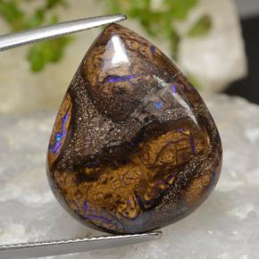 20.90克拉天然多色砾石欧泊，梨形，23.5×19.6毫米，不透明