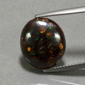 6.61克拉天然多色砾石欧泊，椭圆形切割，13.3×11.8毫米，不透明