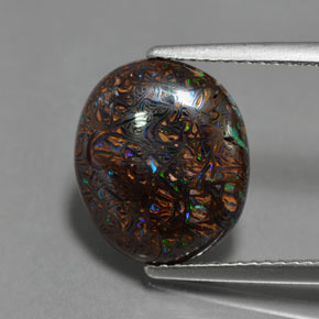 4.86克拉天然多色砾石欧泊，椭圆形切割，13×11.1毫米，不透明