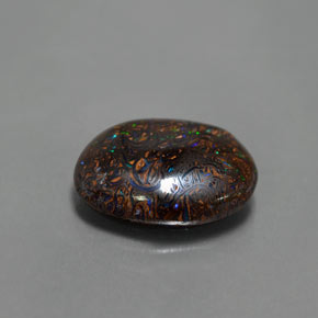 4.86克拉天然多色砾石欧泊，椭圆形切割，13×11.1毫米，不透明