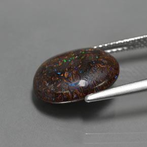 4.86克拉天然多色砾石欧泊，椭圆形切割，13×11.1毫米，不透明