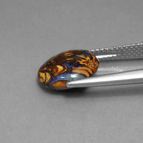 3.41克拉天然多色砾石欧泊，椭圆形切割，11×9.5毫米，不透明