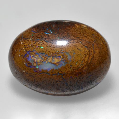15.56克拉天然多色砾石欧泊，椭圆形切割，19.3×14.3毫米，不透明