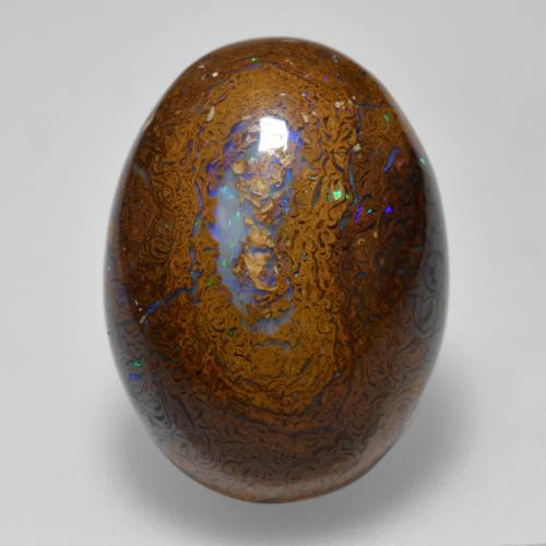 15.56克拉天然多色砾石欧泊，椭圆形切割，19.3×14.3毫米，不透明
