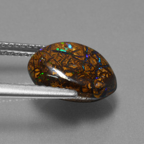 3.94克拉天然多色砾石欧泊，异形，11.5×9.4毫米，不透明