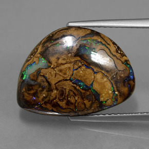 7.07克拉天然多色砾石欧泊，异形，17.6×13.1毫米，不透明